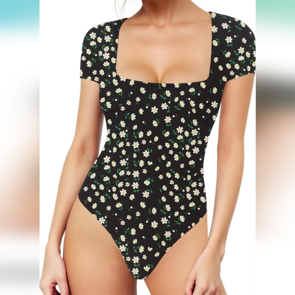 Floral Black Bodysuit